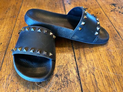 Valentino ROCKSTUD RUBBER SLIDER SANDAL Shoe Slide Retails $490 Size 8