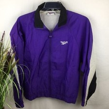 Reebok Vintage Purple  Black Nylon Windbreaker Zip Up Jacket M
