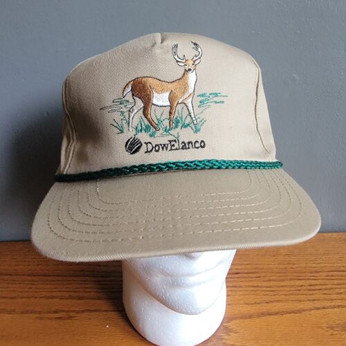 Dow Elanco Deer Buck Embroidered Cap Rope Snapback Hat Vintage  - Picture 1 of 7