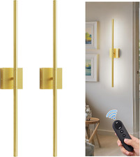 Gold Battery Operated Wall Sconces Set of 2 - Wireless Rechargeable Lights