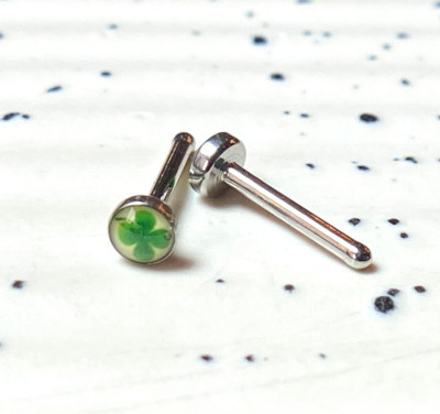 1pc Nose Ring Steel Four Leaf Clover Shamrock Logo Bone Stud 18g Body Jewelry