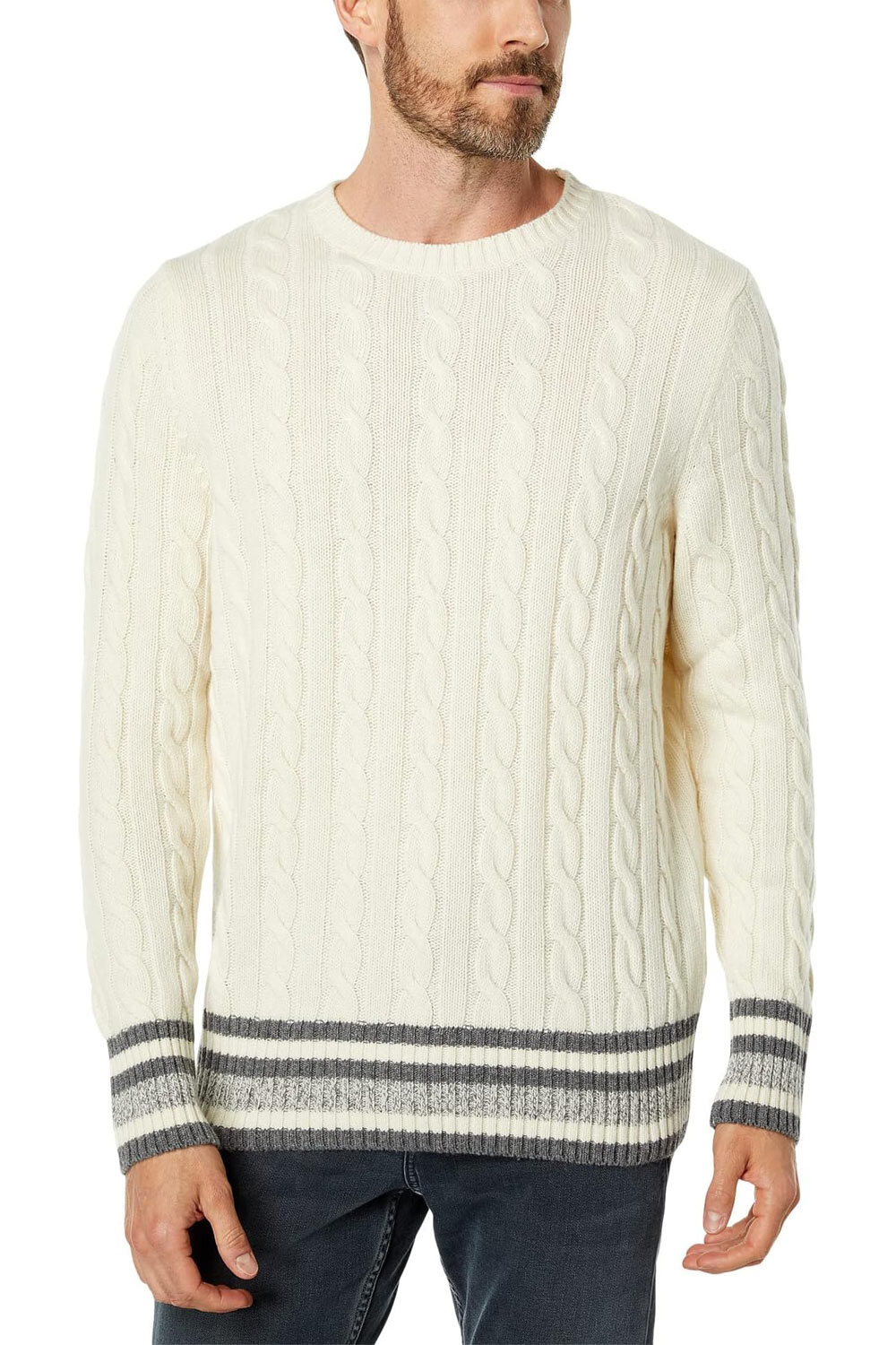 Мужской свитер вязаный из осиновой шерсти Benson средней кремовой вязки - 245 новозеландских долларов 13890₽