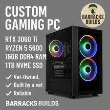 Custom Gaming PC  RTX 3060 Ti   Ryzen 5 5600  16GB RAM  Fast Ship   Built by Vet