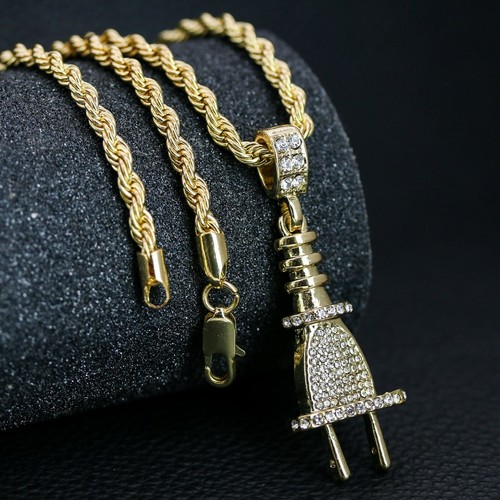 Plug Pendant Iced Cubic-Zirconia Rope 