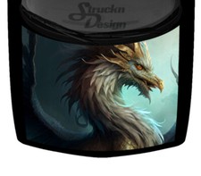 Feathery Ostrich Dragon Griffin Cyan Hood Truck Wrap Vinyl Car Graphic Decal