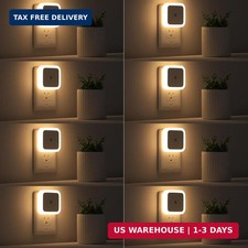 8 Pcs Plug-in LED Night Lights Lamp Dusk to Dawn Sensor Hallway Kitchen Bathroom