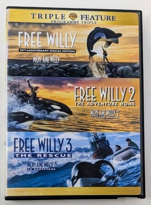 Free Willy Triple Feature DVD (1993-1997) - Region 1 - FR/EN - VG+ (Tested)