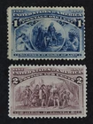 CKStamps: US Stamps Collection Scott#230 1c Columbian Mint HR OG #231 NG