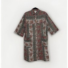 Vintage Models Coat Paisley House Dress Boho Grandmacore Robe Snap Front Duster