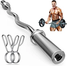 47"Olympic EZ Curl Bar for Home Gym-Barbell for Bicep Curls,Squats&Weightlifting
