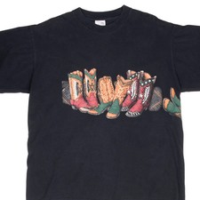 VINTAGE COWBOY BOOTS WESTERN TEE SHIRT 1990S XL MADE IN USA