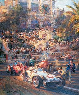 Lucky For Some - Alfredo de la Maria Giclee Print Monaco 1955  GP F1 Art