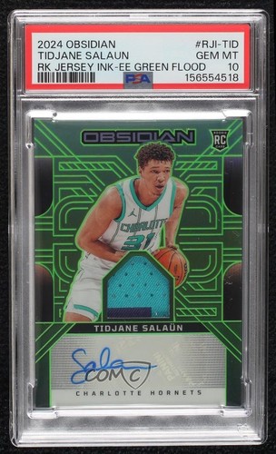 2024-25 Panini Obsidian Jade 5/25 Tidjane Salaun PSA 10 Rookie Patch Auto RC