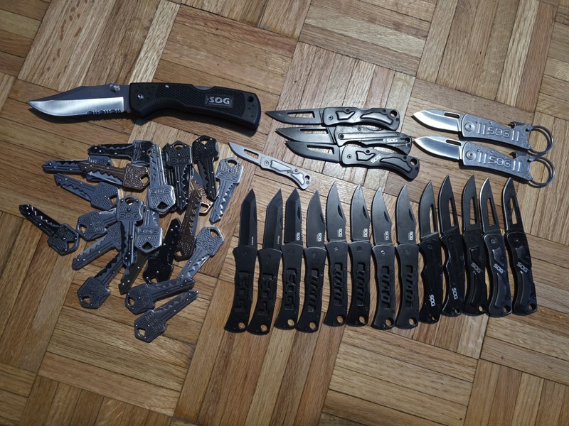 SOG 41 Assorted Knife Lot Micron Keytron Key Knife Magnadot Centi