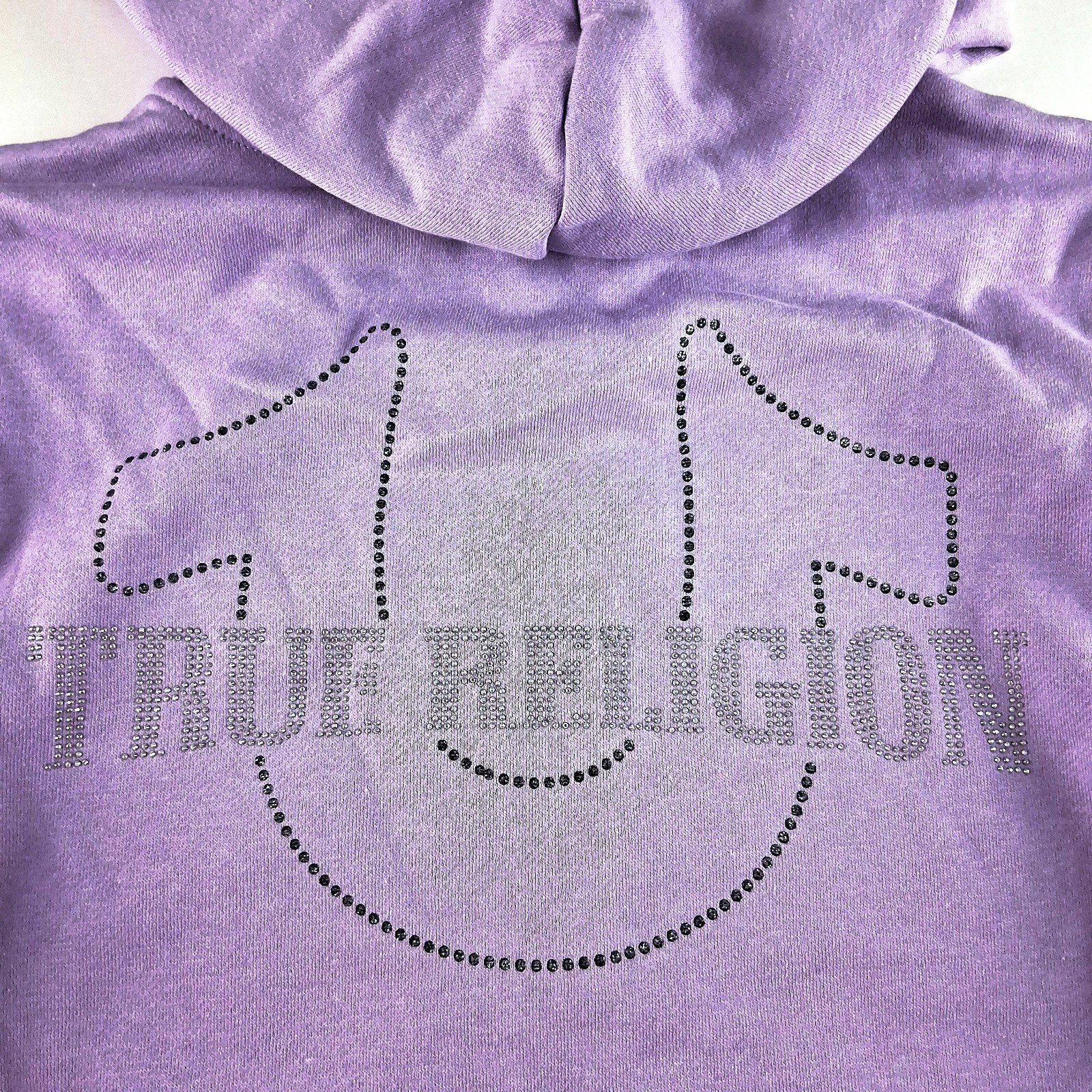 True Religion Glitter Horseshoe Hoodie Sweatshirt Women's Size Large Lavendula thumbnail 6