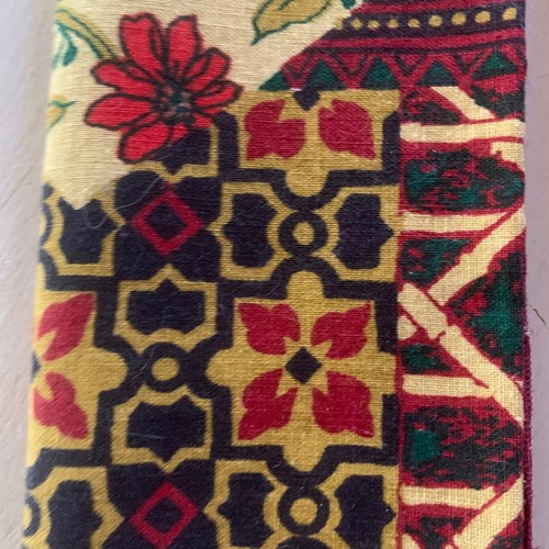 Juego de 4 servilletas de tela boho a cuadros florales dorado verde rojo negro vintage años 90 - Imagen 3 de 6
