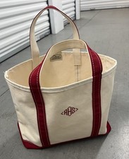 L.L. Bean Boat Tote Red Strap Canvas Bag USA Made Medium New