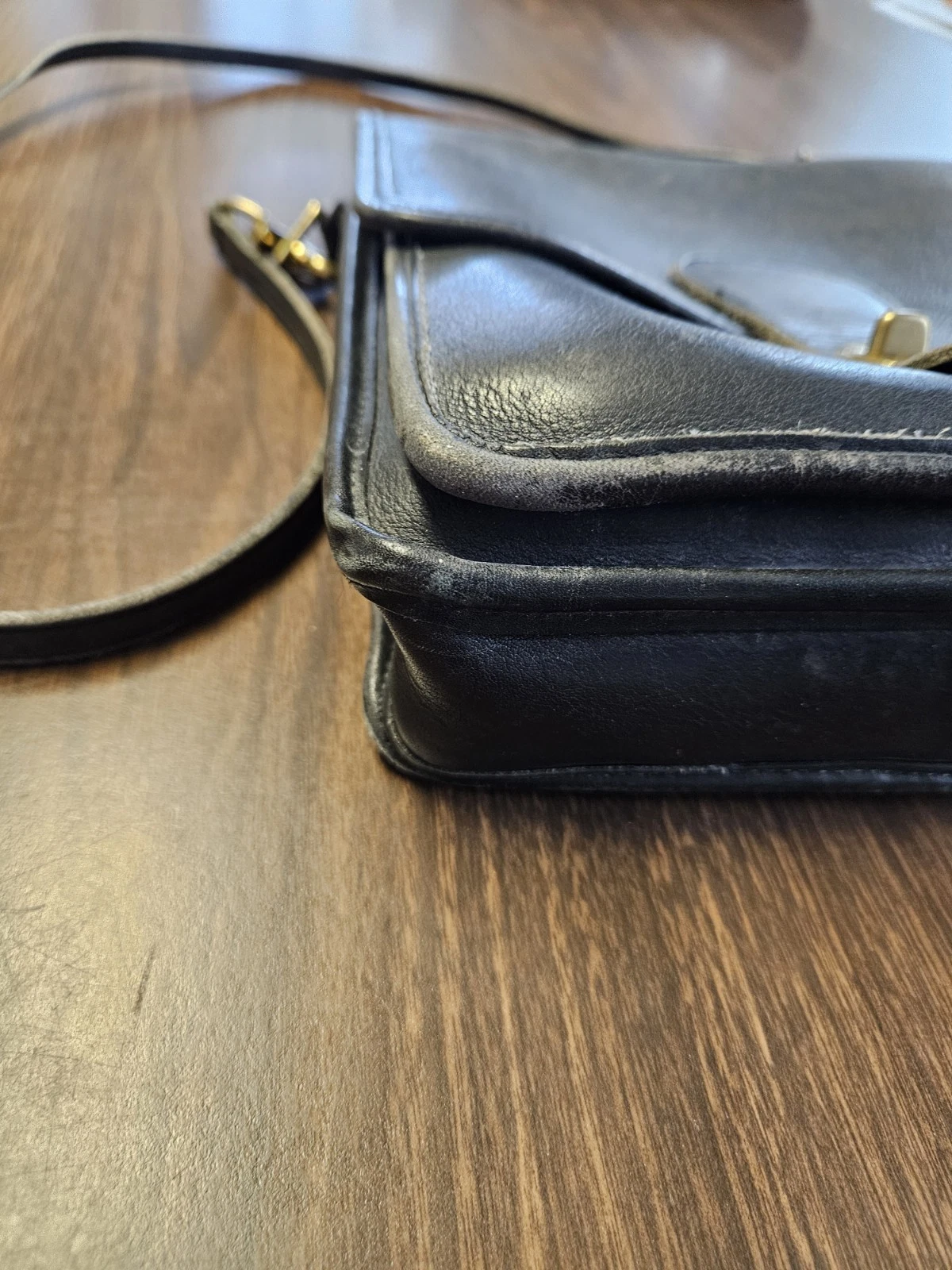 Borsa Coach vintage pelle nera Willis Station manico superiore e tracolla borsa