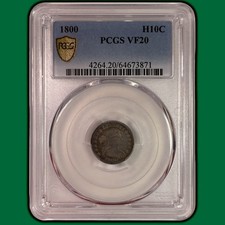 Pièce très fine buste drapé 1800 demi-dime PCGS VF20 #38878