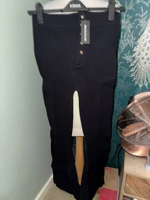 PLT Petite Black Contour Rib Button Detail Flare Leggings Size Uk 12 Petite - Image 1 of 4
