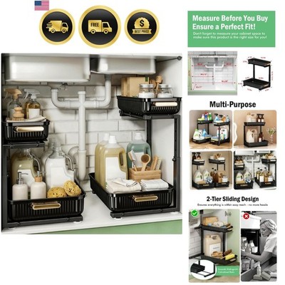 Under Sink Organizer - 2 Packs Multi-Purpose Pull-Out Storage Organizers, Sli...