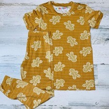 Christmas Pajama-kids Unisex, Warm Gold Gingerbread, Short Sleeve Size 7 2pc New