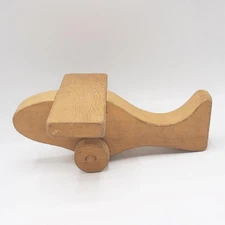 Handcrafted Wooden Wood Toy Airplane 1970s Primitive