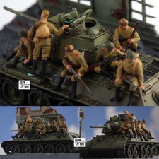 Homemade 1/72 Soviet T-34 Tank-borne Infantry Assault Group 6-Persons Model