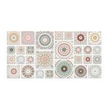 28 Pcs Moroccan Backsplash Wall Tile Stickers Peel and Stick with Mandala Pat...