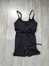 Aerie Offline Tie Waist Romper Black Sleeveless Stretch Activewear Sz XL EUC