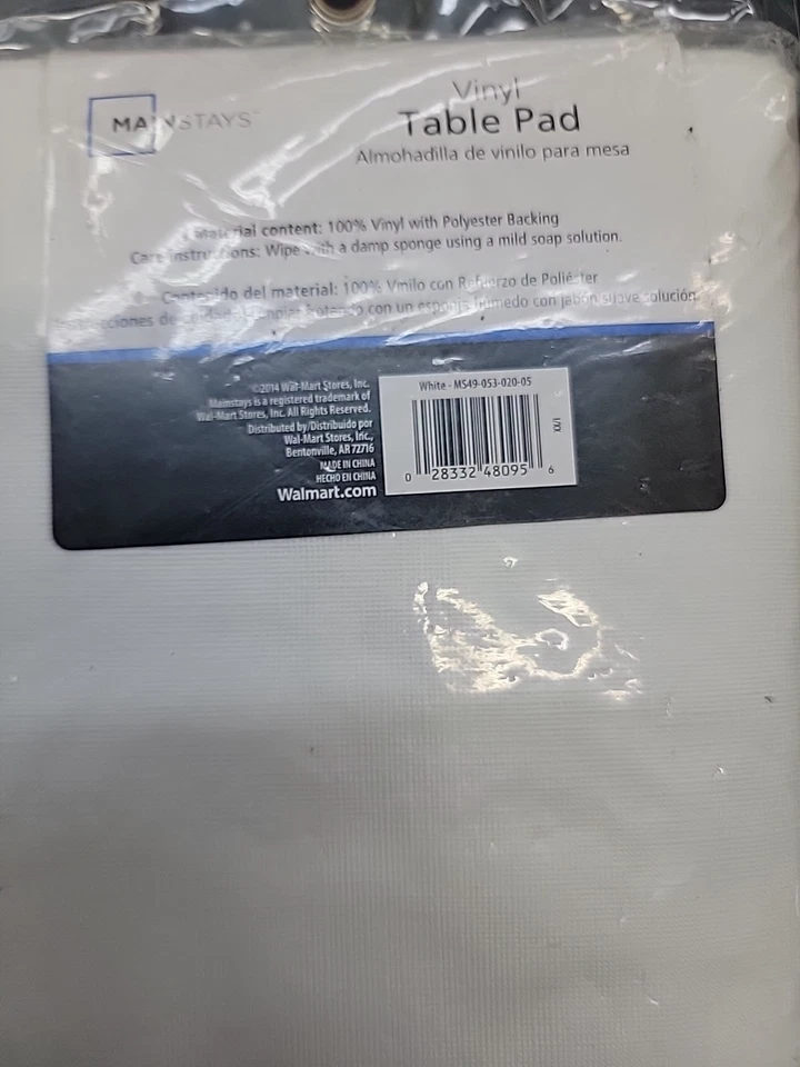 Mainstays Vinyl Egg White Table Pad Rectangle Oblong 52x90" - Image 2 of 2