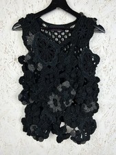 Vintage Comme Des Garcons Tricot Crochet Flower Wool Vest Size M
