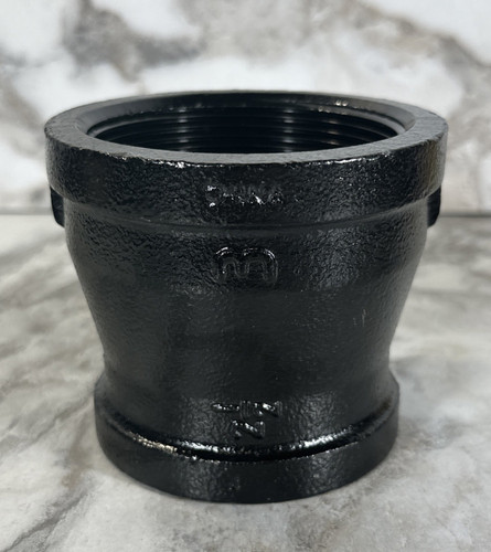 Black Malleable Iron Reducing Coupling Threaded Pipe Fitting 2 1/2” X 3”