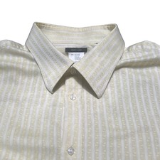 Versace Classic Men's Shirt 3XLT Gold White Striped 100% Cotton Vintage 90sRare