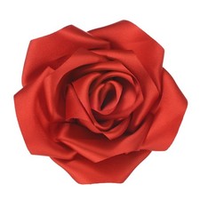 Large Satin Rose Flower Lapel Pin Brooches for Women 11cm, Bright Red 
