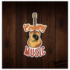 Country Music Guitar - Vinyl Decal Sticker - Car Window Laptop - ebn8499
