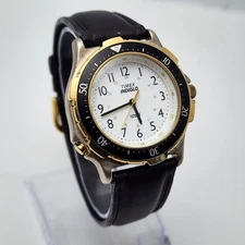 Vintage Timex Indiglo BLACK Band QUARTZ Analog Men's WR 30M Watch