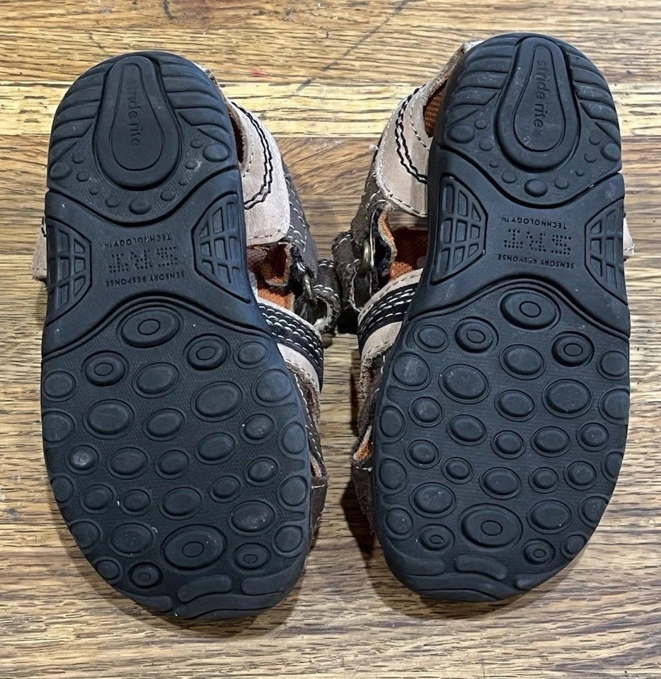 Sandalias Stride Rite para niños Andre talla 7 bebé/niño pequeño marrón cierre de gancho y bucle Foto 4 de 4