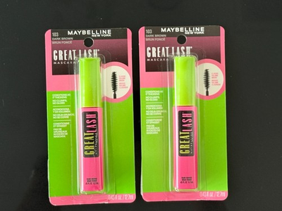 #ad 2 Maybelline Great Lash Washable Mascara #103 Dark Brown Retired Shade Sealed $10.99