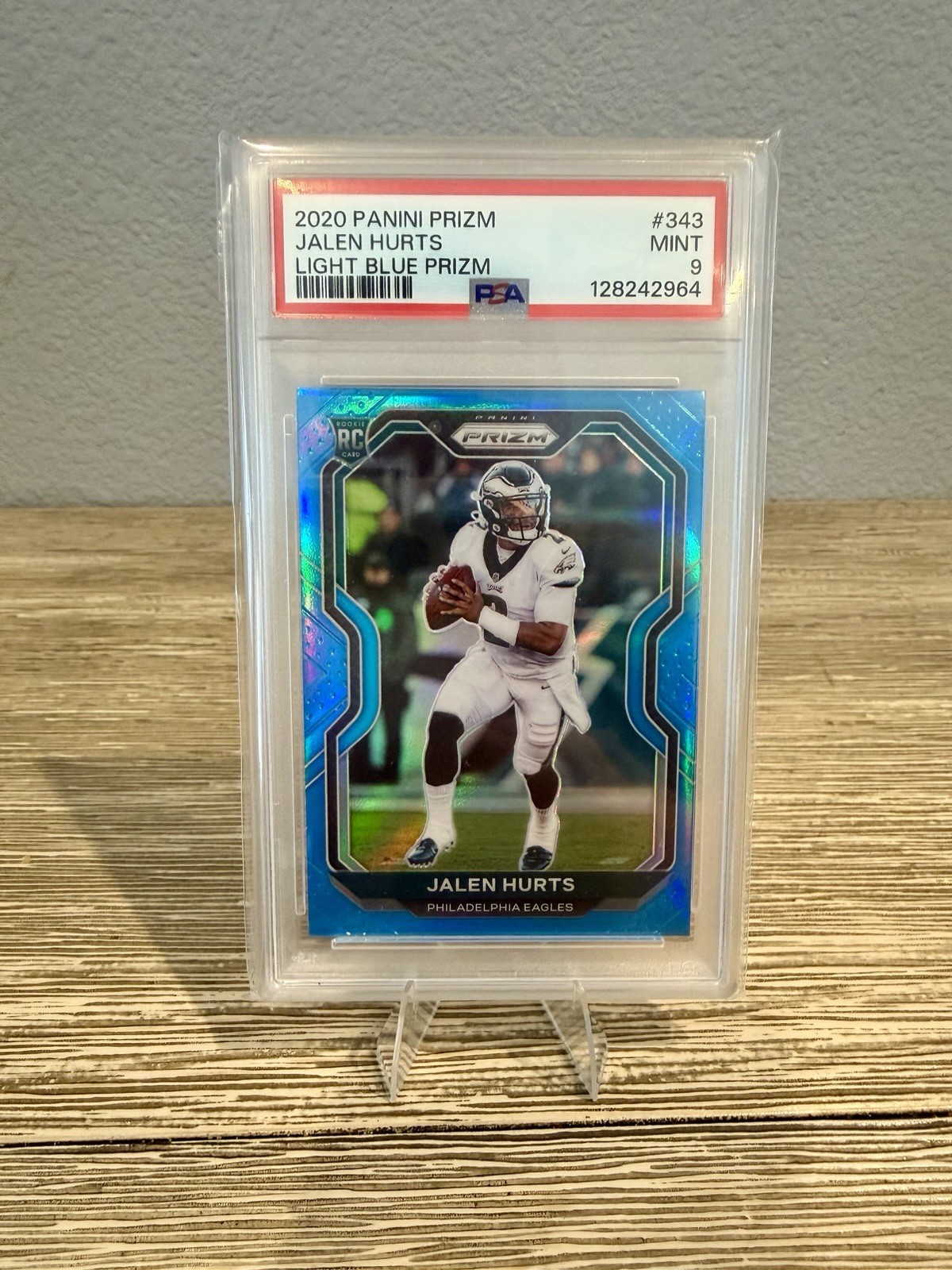 2020 Panini Prizm Jalen Hurts Light Blue Prizm PSA 9 RC Eagles Mint Rookie #343