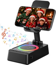 Gifts for Men Women, Cell Phone Stand with Wireless Bluetooth Speaker, 4 in 1 Bl