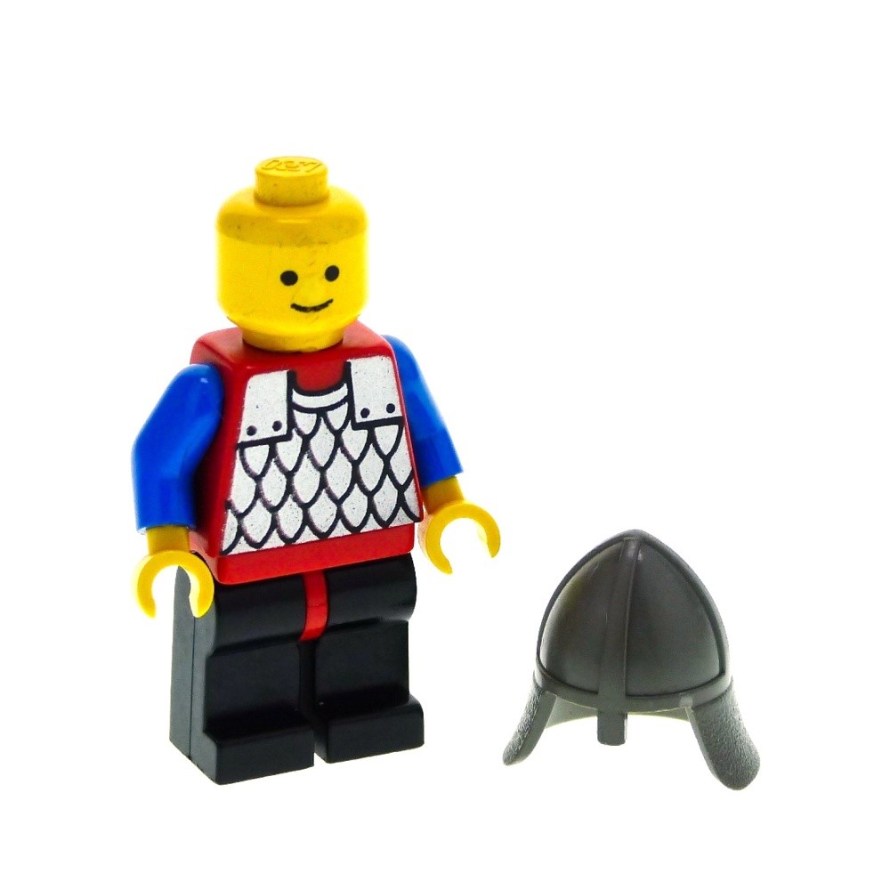 1x LEGO Mini Figurine Knight Black Red Chainmail Helmet 3844 973p41c02 cas150