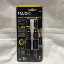 Klein Tools 2Piece 7-IN-1 + 6-IN-1 Metric Impact Flip Socket Set SAE & Metric 5”