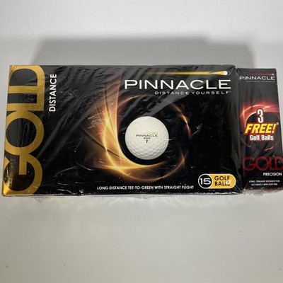 Pinnacle Gold Distance 15 Pack Golf Balls W/Bonus 3 Pack Gold Precision