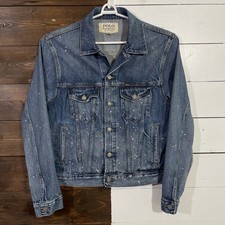 Polo Ralph Lauren Men’s Size M Paint Splatter Denim Trucker Jacket MSRP $198
