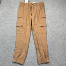 Banana Republic Cargo Pants Women M Tan Lyocell Elastic Waist Jogger Utility