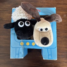 BNWT vintage Wallace and Gromit Beanies TV set Shaun the Sheep Aardman 1989 RARE