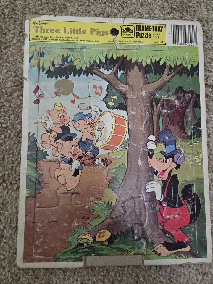 Disney Golden Frame Tray Puzzles Vintage 1980s Three Little Pigs & Peter Pan VTG - Image 3 of 3