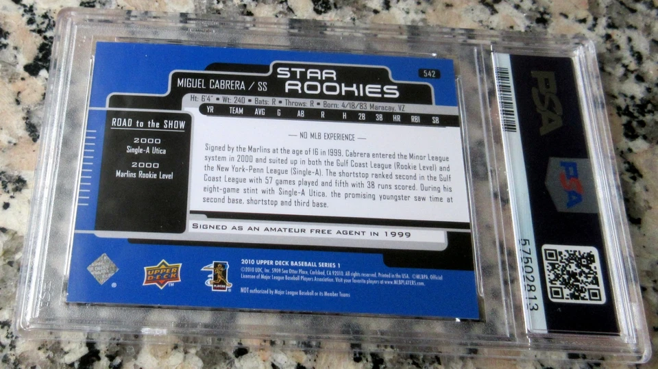 MIGUEL CABRERA Upper Deck STAR Rookie Update PSA 10 GEM MINT VERY RARE POP 1 HOF - Image 2 of 3