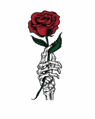 Skeleton Hand Phone Sticker (2 Inch)  Holding Rose Gothic Grunge Punk